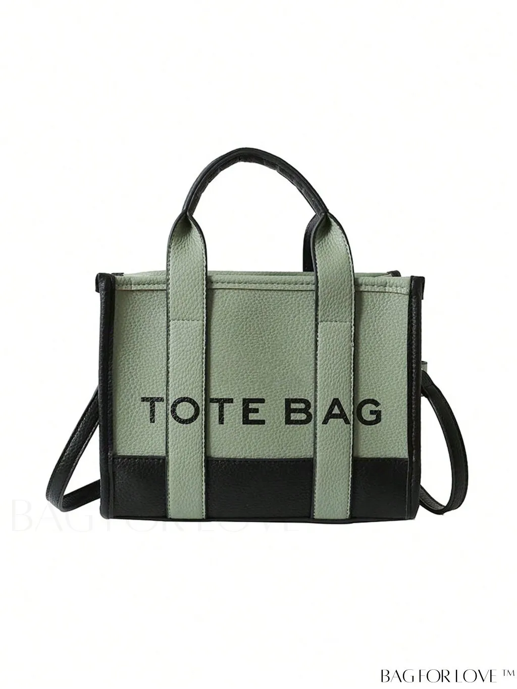 BagForLove - Stylish Litchi Embossed Square Bag with Double Handles and Zipper Closure