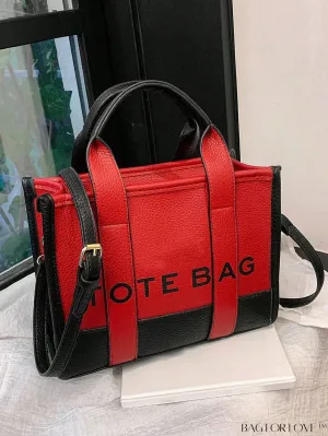 BagForLove - Stylish Litchi Embossed Square Bag with Double Handles and Zipper Closure