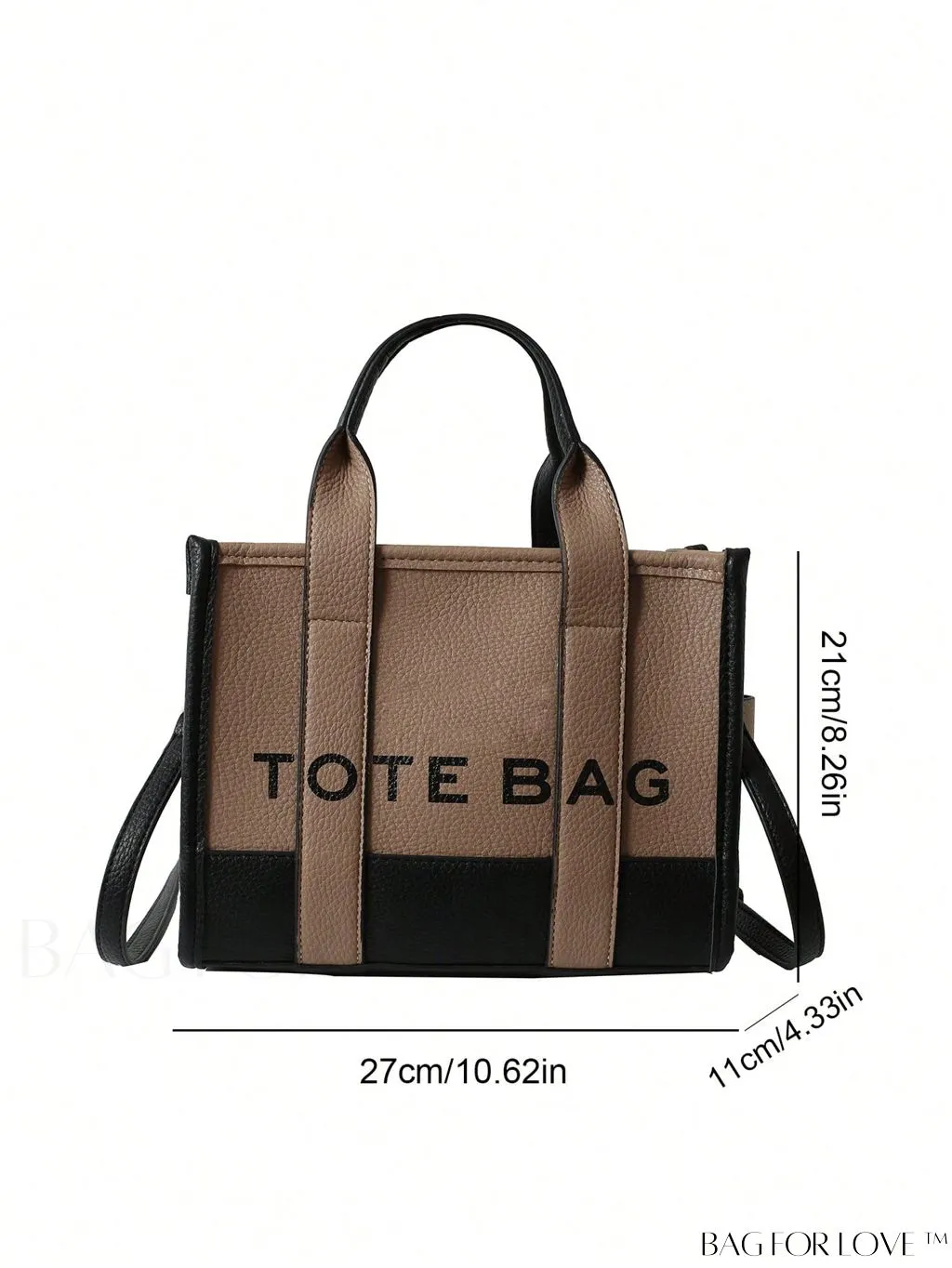 BagForLove - Stylish Litchi Embossed Square Bag with Double Handles and Zipper Closure