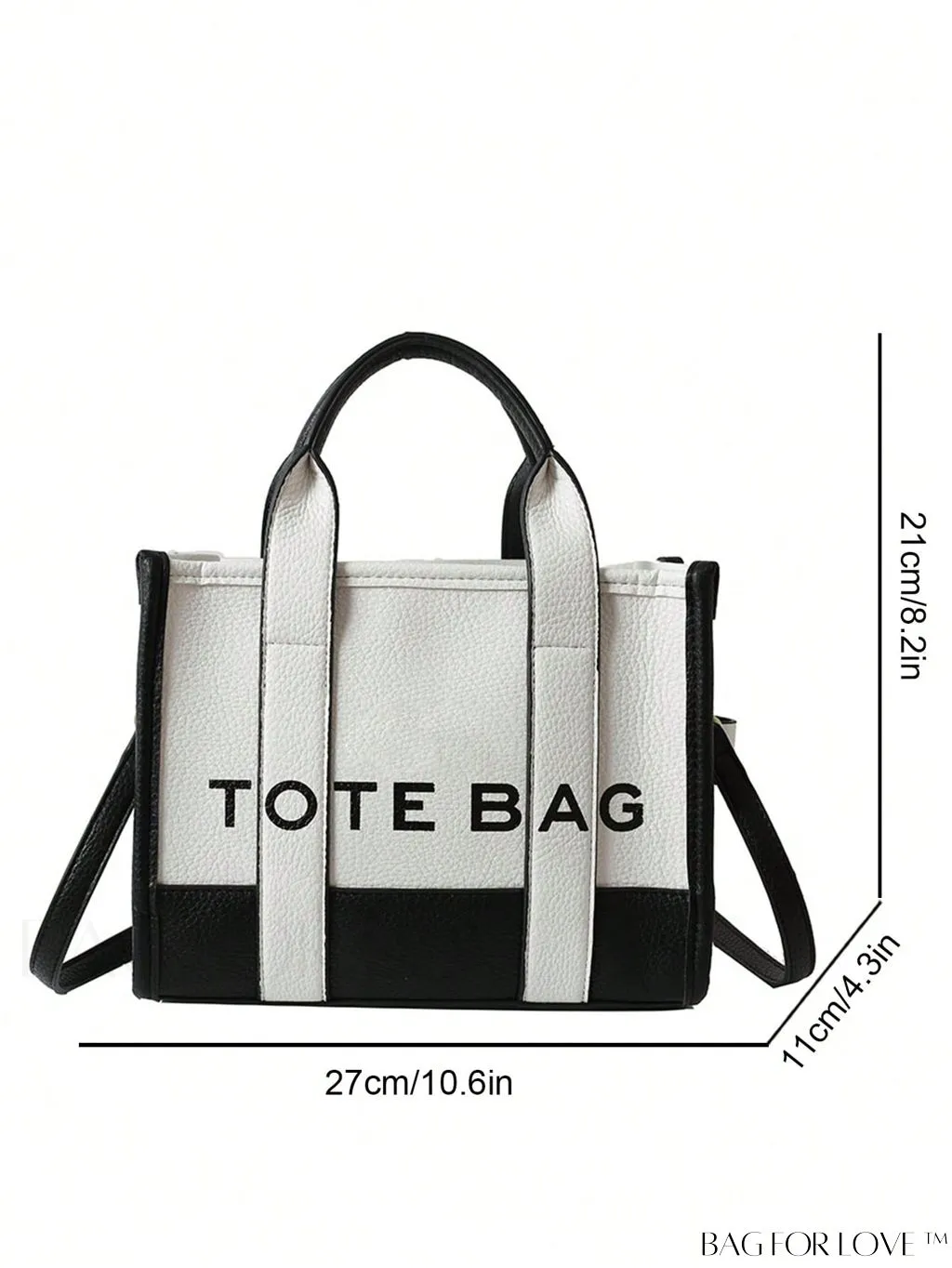 BagForLove - Stylish Litchi Embossed Square Bag with Double Handles and Zipper Closure