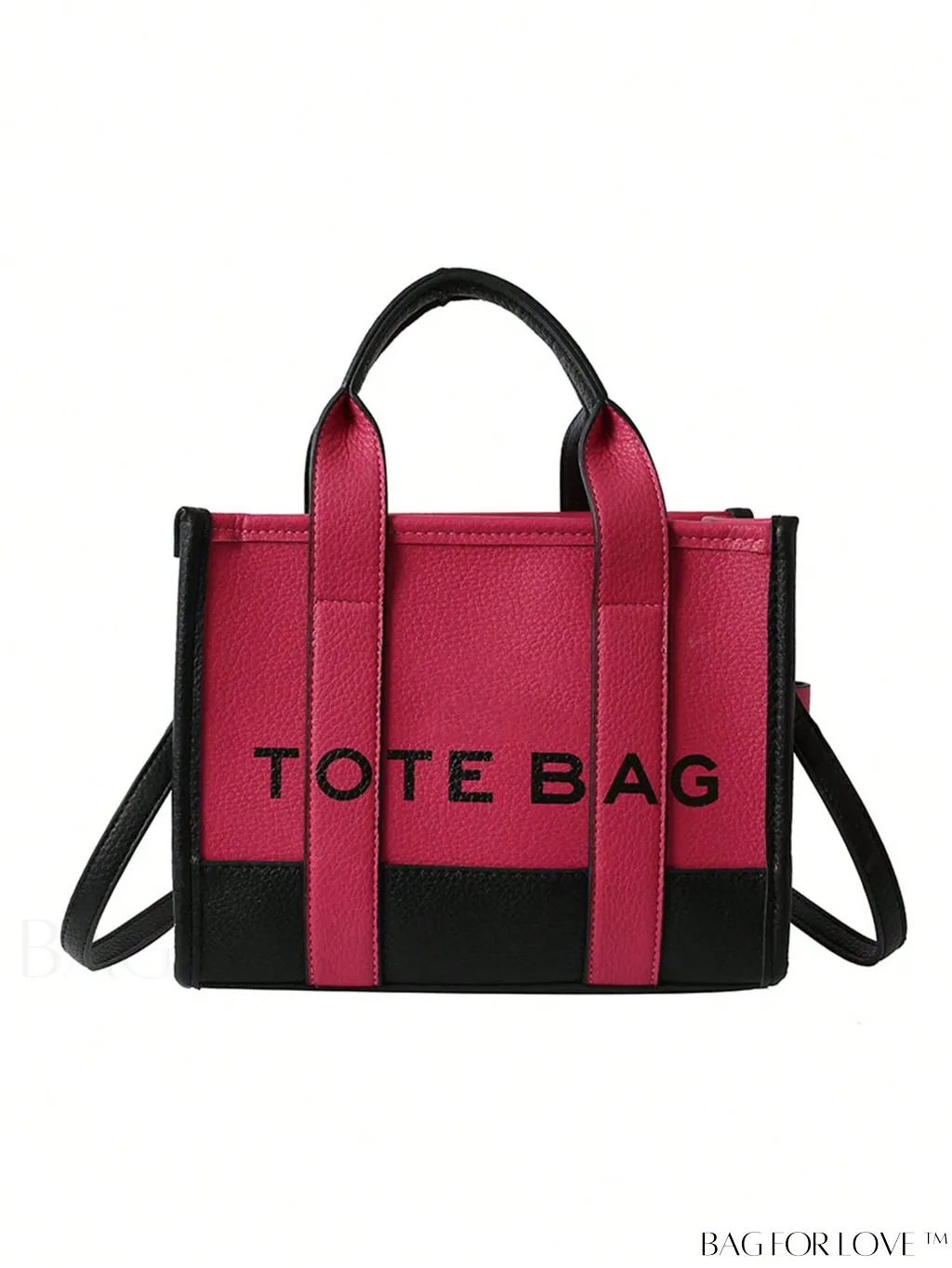 BagForLove - Stylish Litchi Embossed Square Bag with Double Handles and Zipper Closure