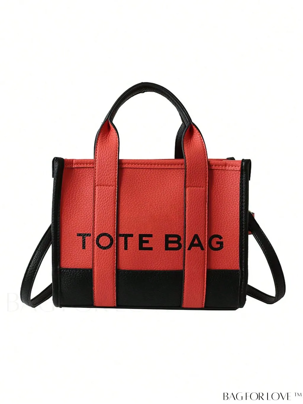 BagForLove - Stylish Litchi Embossed Square Bag with Double Handles and Zipper Closure