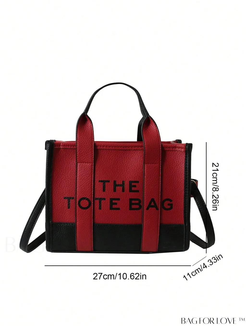 BagForLove - Stylish Litchi Embossed Square Bag with Double Handles and Zipper Closure