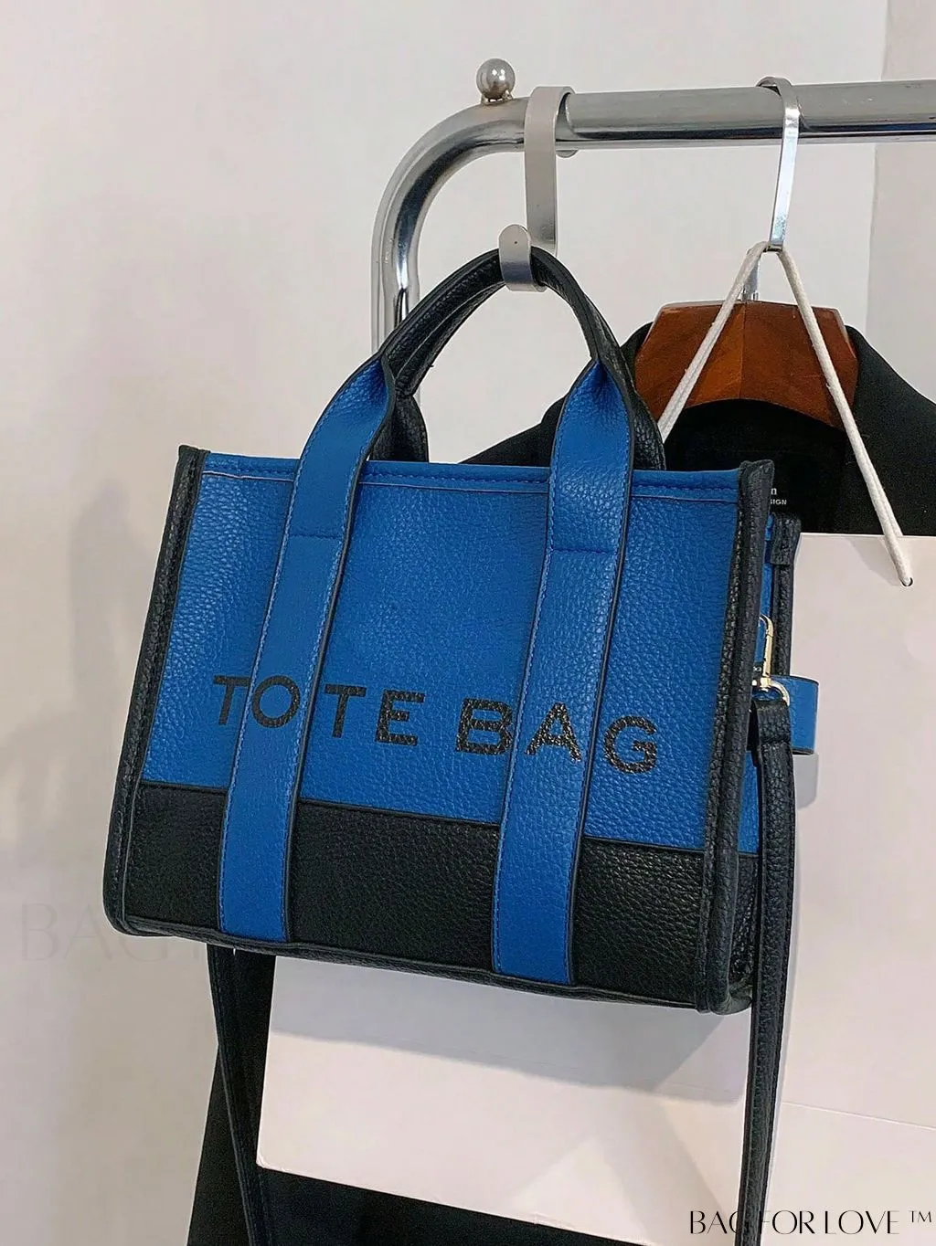 BagForLove - Stylish Litchi Embossed Square Bag with Double Handles and Zipper Closure
