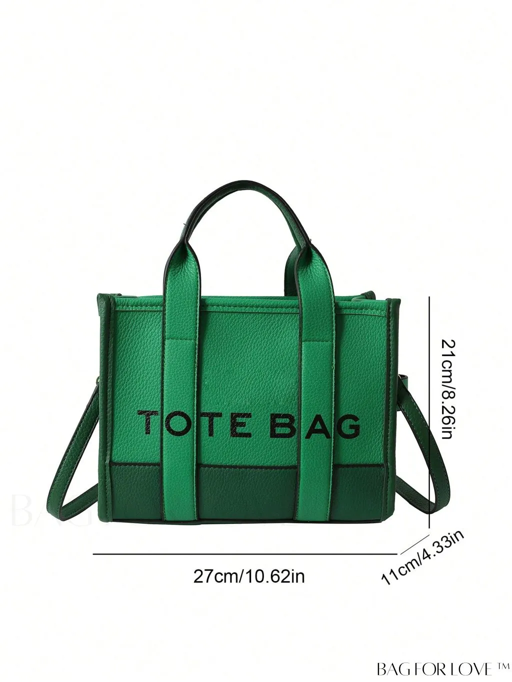BagForLove - Stylish Litchi Embossed Square Bag with Double Handles and Zipper Closure
