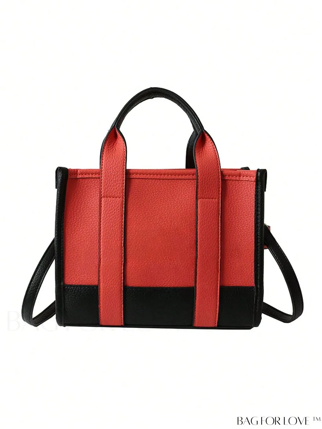 BagForLove - Stylish Litchi Embossed Square Bag with Double Handles and Zipper Closure