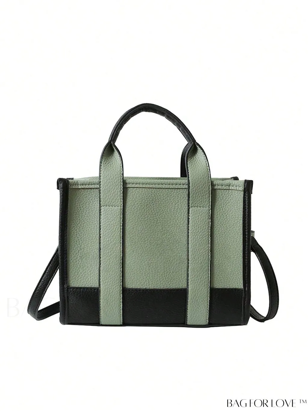 BagForLove - Stylish Litchi Embossed Square Bag with Double Handles and Zipper Closure