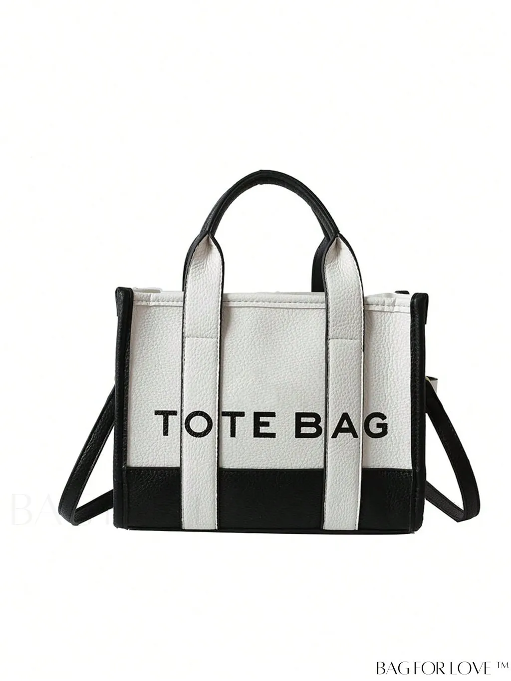 BagForLove - Stylish Litchi Embossed Square Bag with Double Handles and Zipper Closure