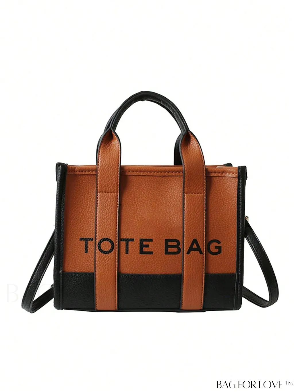 BagForLove - Stylish Litchi Embossed Square Bag with Double Handles and Zipper Closure