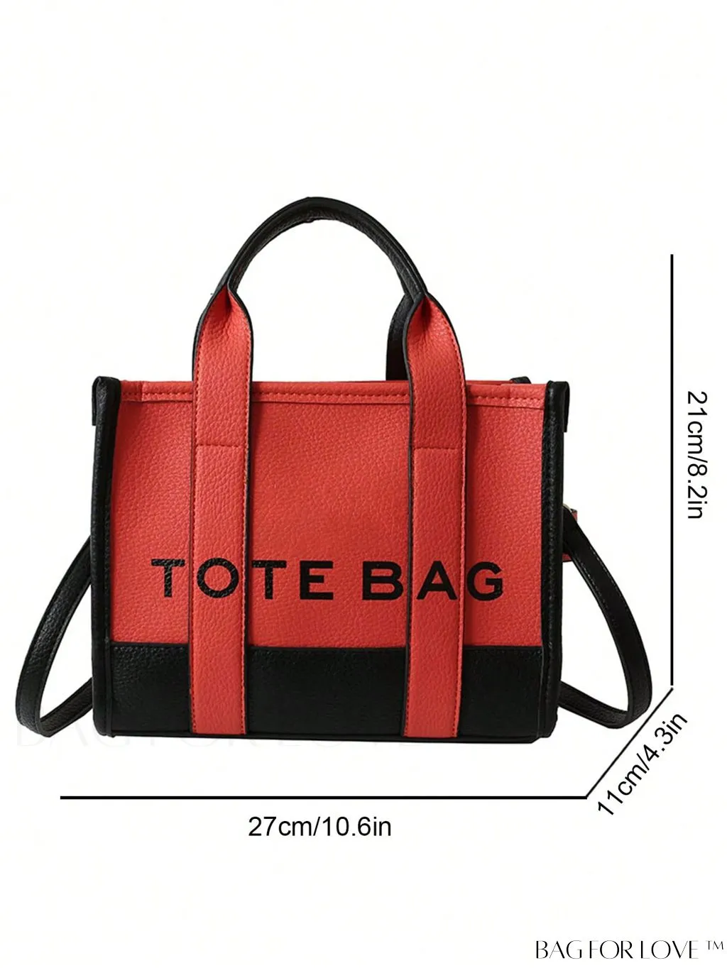 BagForLove - Stylish Litchi Embossed Square Bag with Double Handles and Zipper Closure