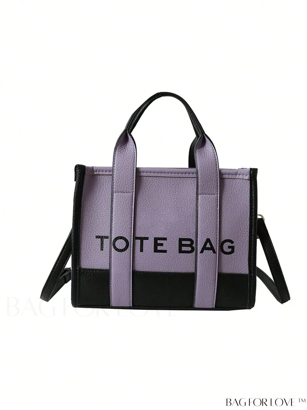 BagForLove - Stylish Litchi Embossed Square Bag with Double Handles and Zipper Closure