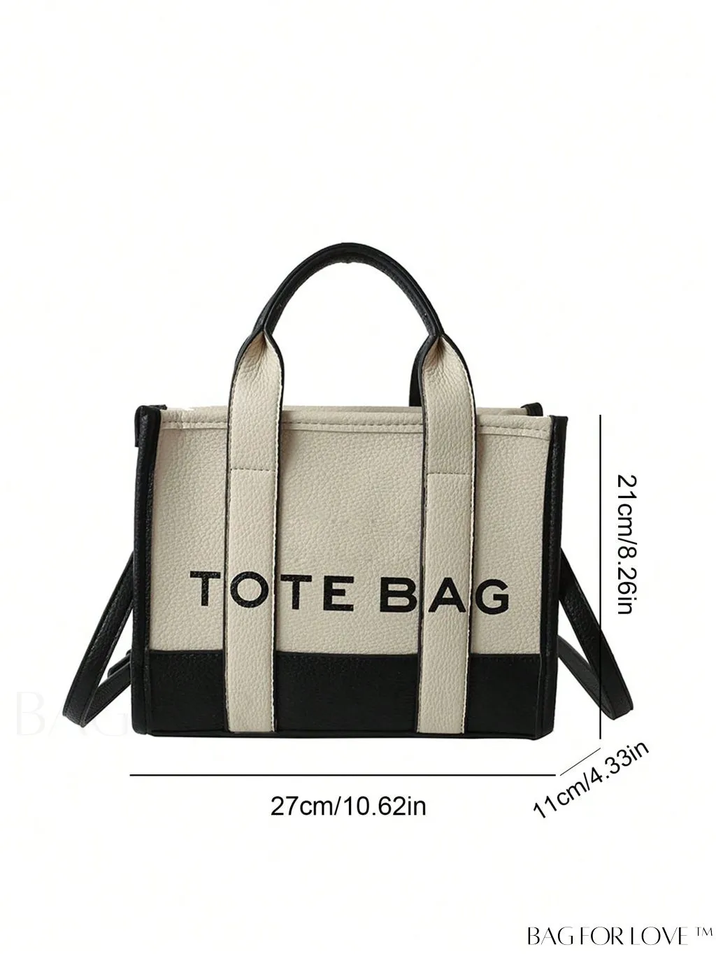 BagForLove - Stylish Litchi Embossed Square Bag with Double Handles and Zipper Closure