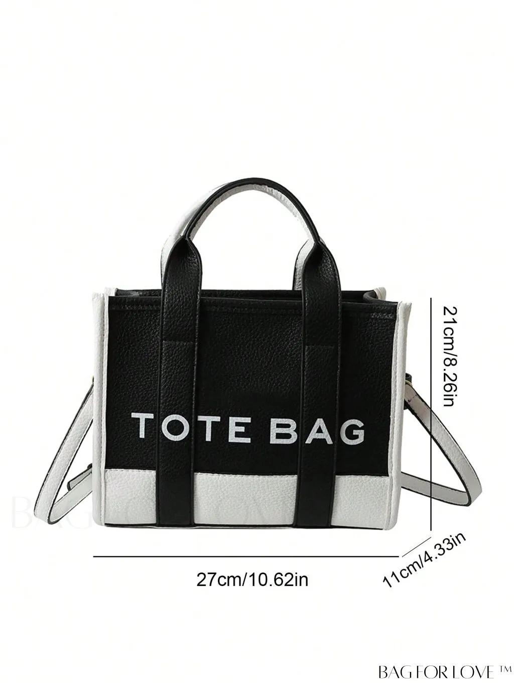 BagForLove - Stylish Litchi Embossed Square Bag with Double Handles and Zipper Closure