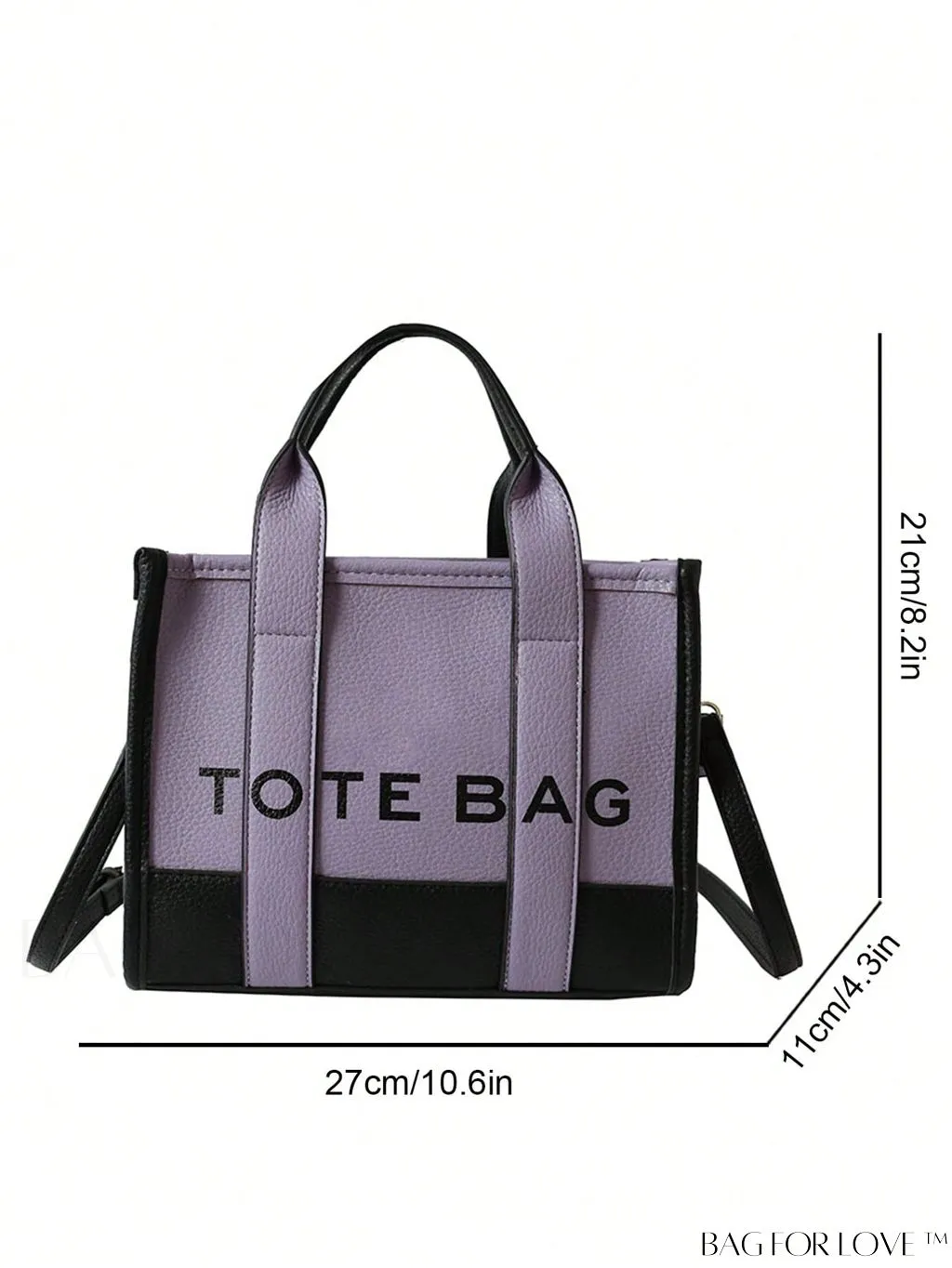 BagForLove - Stylish Litchi Embossed Square Bag with Double Handles and Zipper Closure