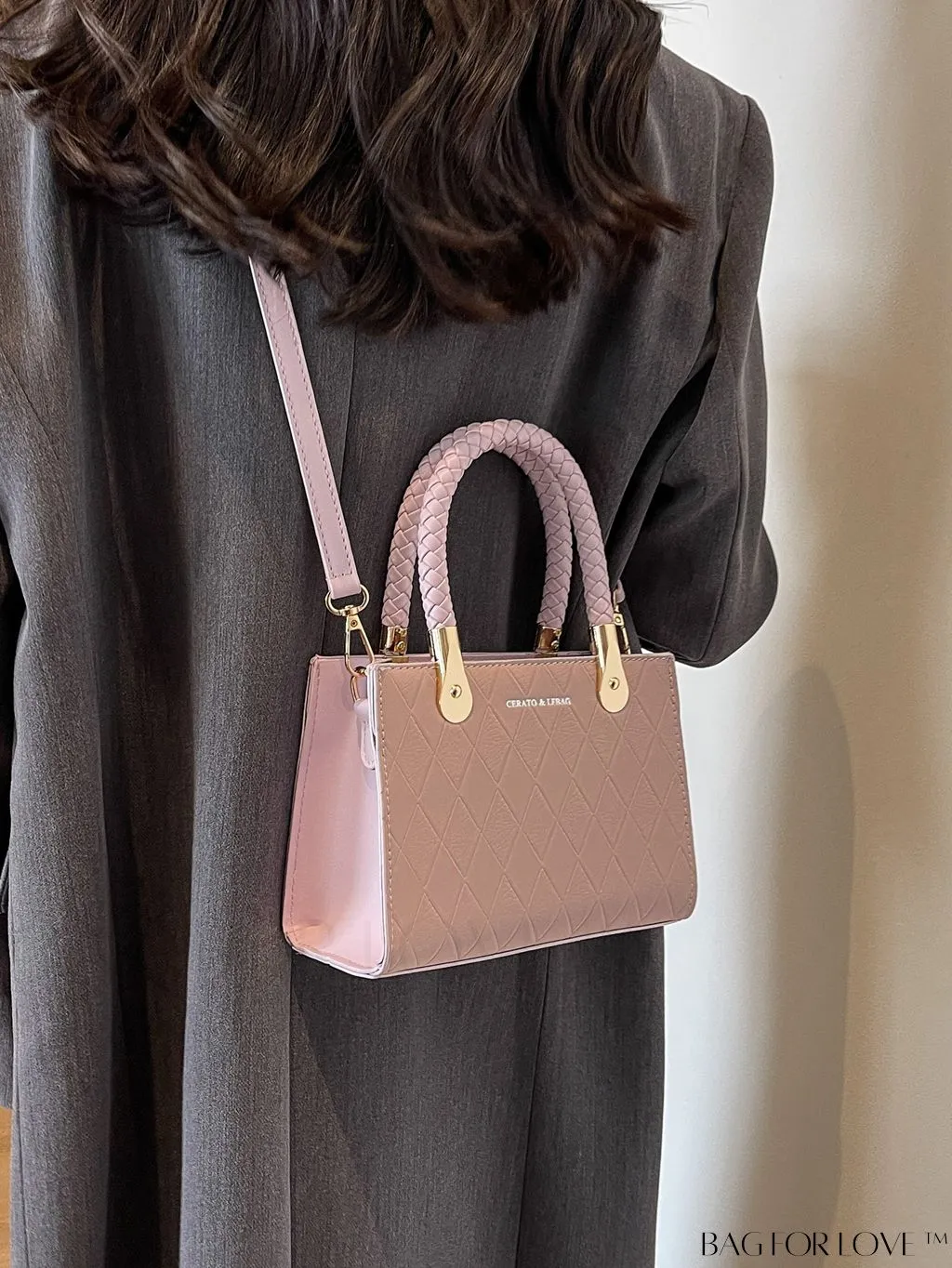 BagForLove - Stylish Mini Shoulder Bag with Chic White Geometric Pattern