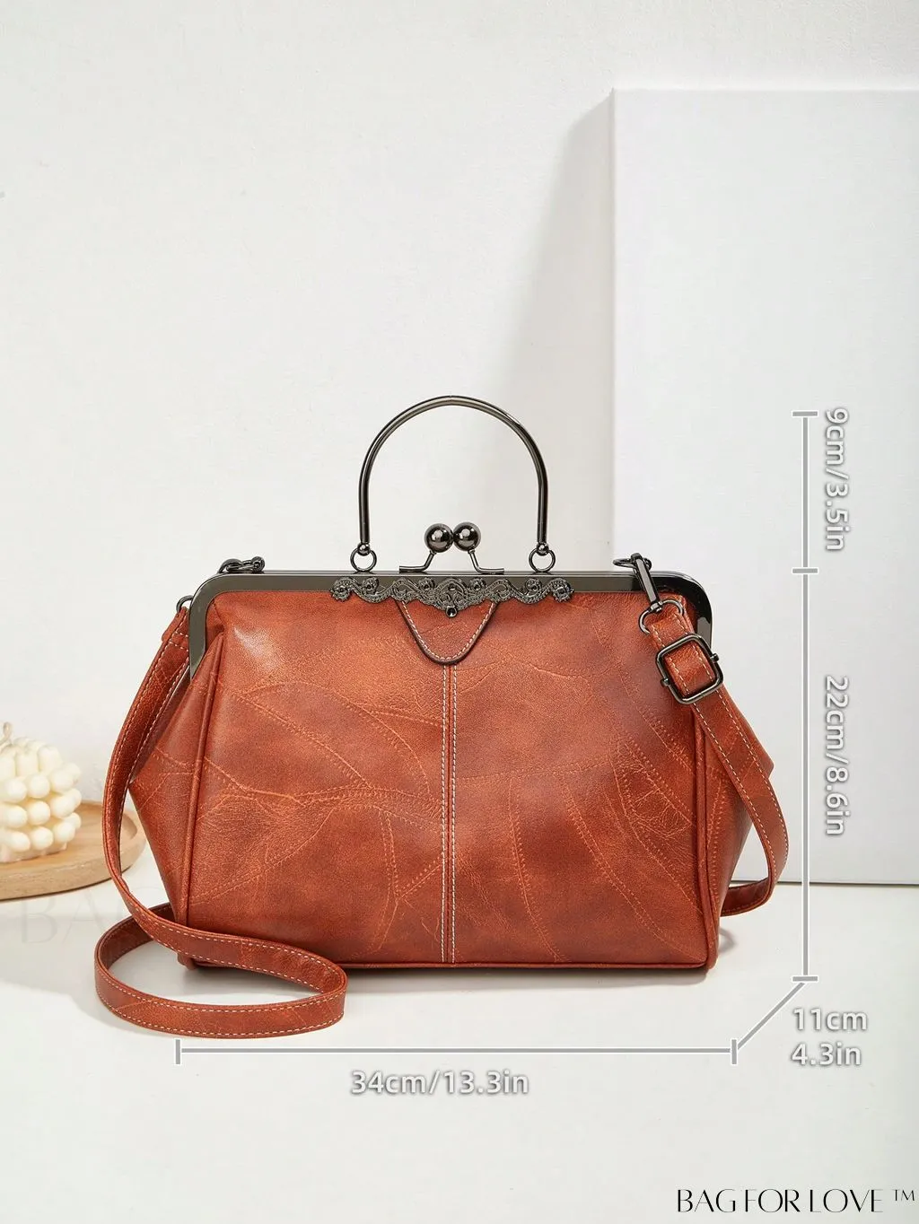 BagForLove - Textured Top Handle Square Bag with Adjustable Strap - Ideal Mothers Day Gift