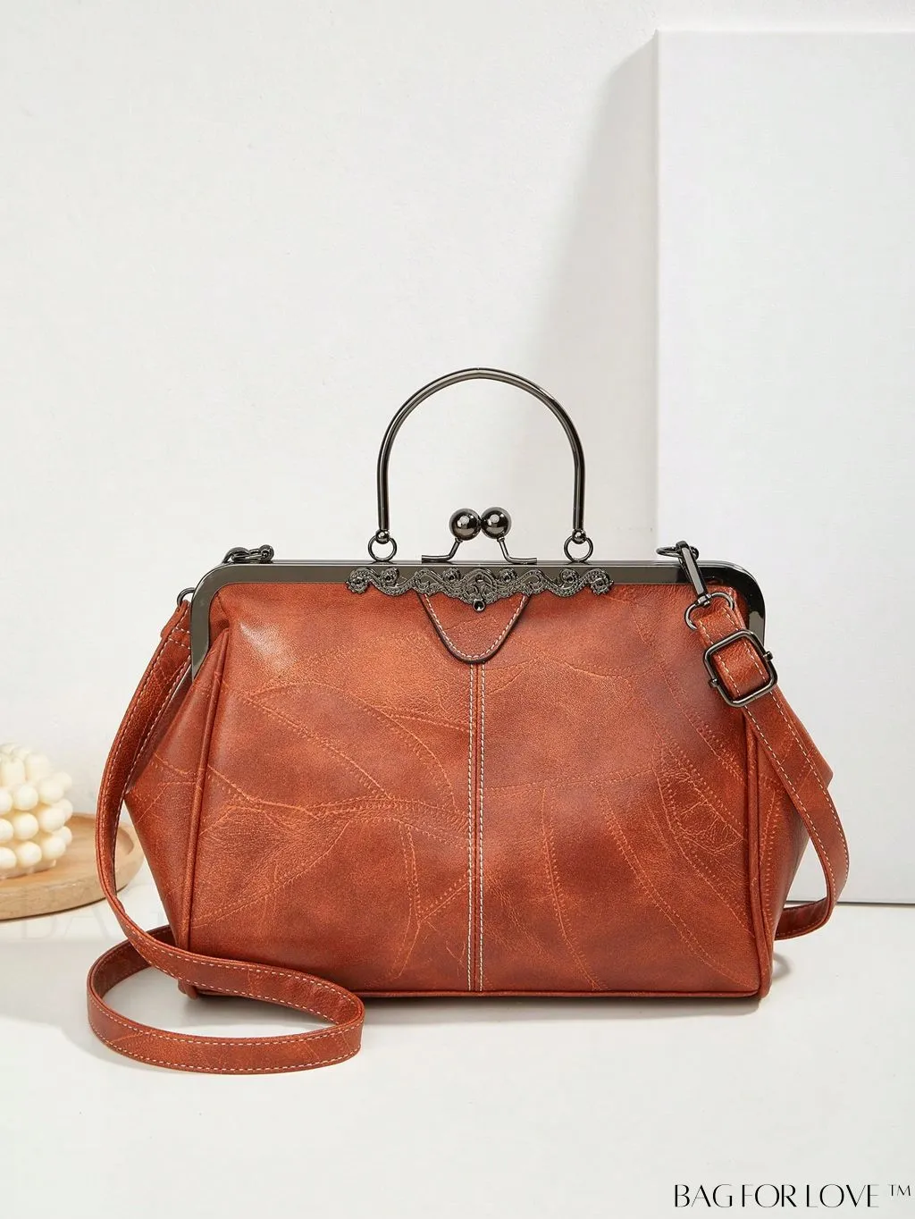 BagForLove - Textured Top Handle Square Bag with Adjustable Strap - Ideal Mothers Day Gift