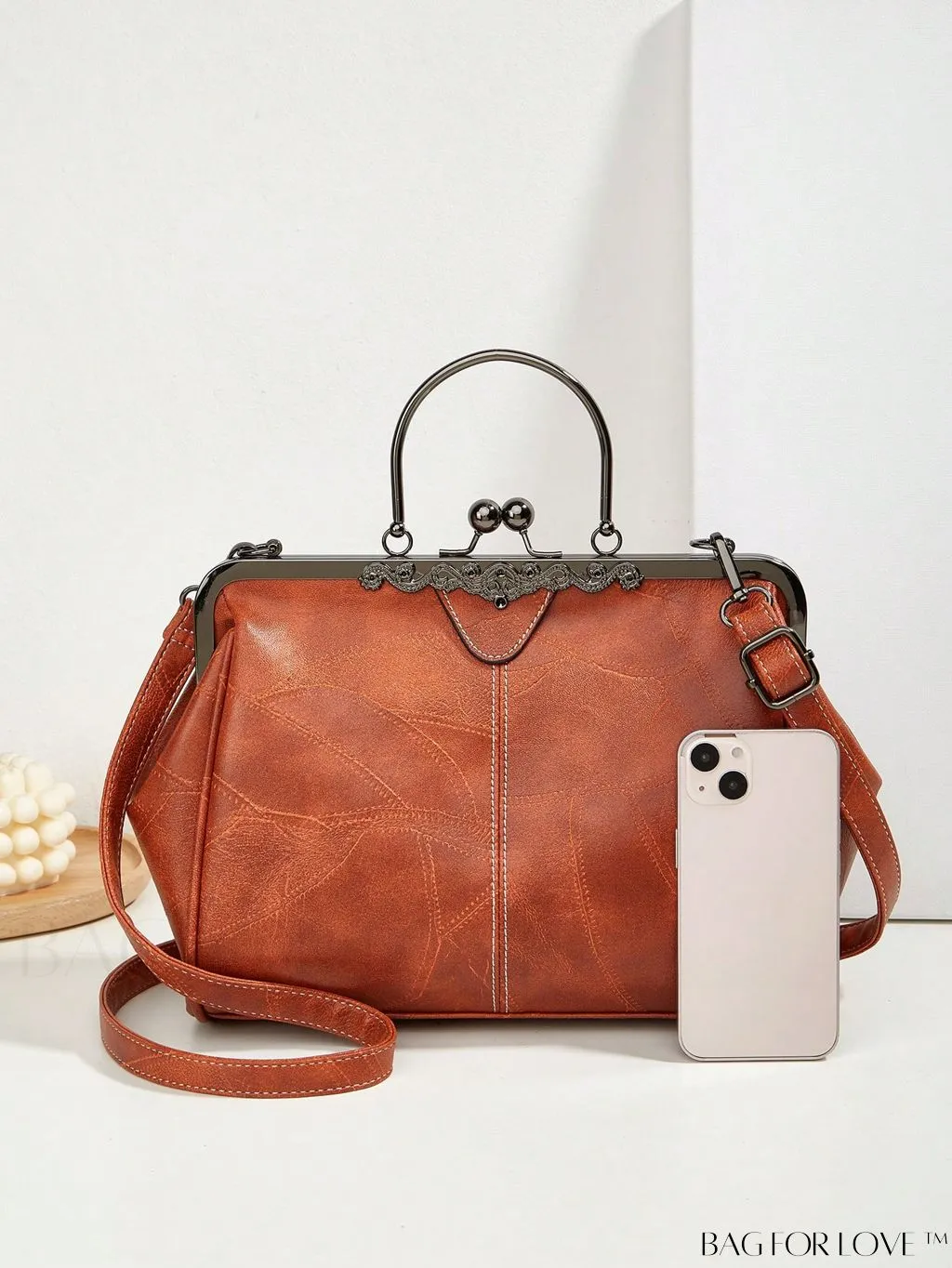 BagForLove - Textured Top Handle Square Bag with Adjustable Strap - Ideal Mothers Day Gift