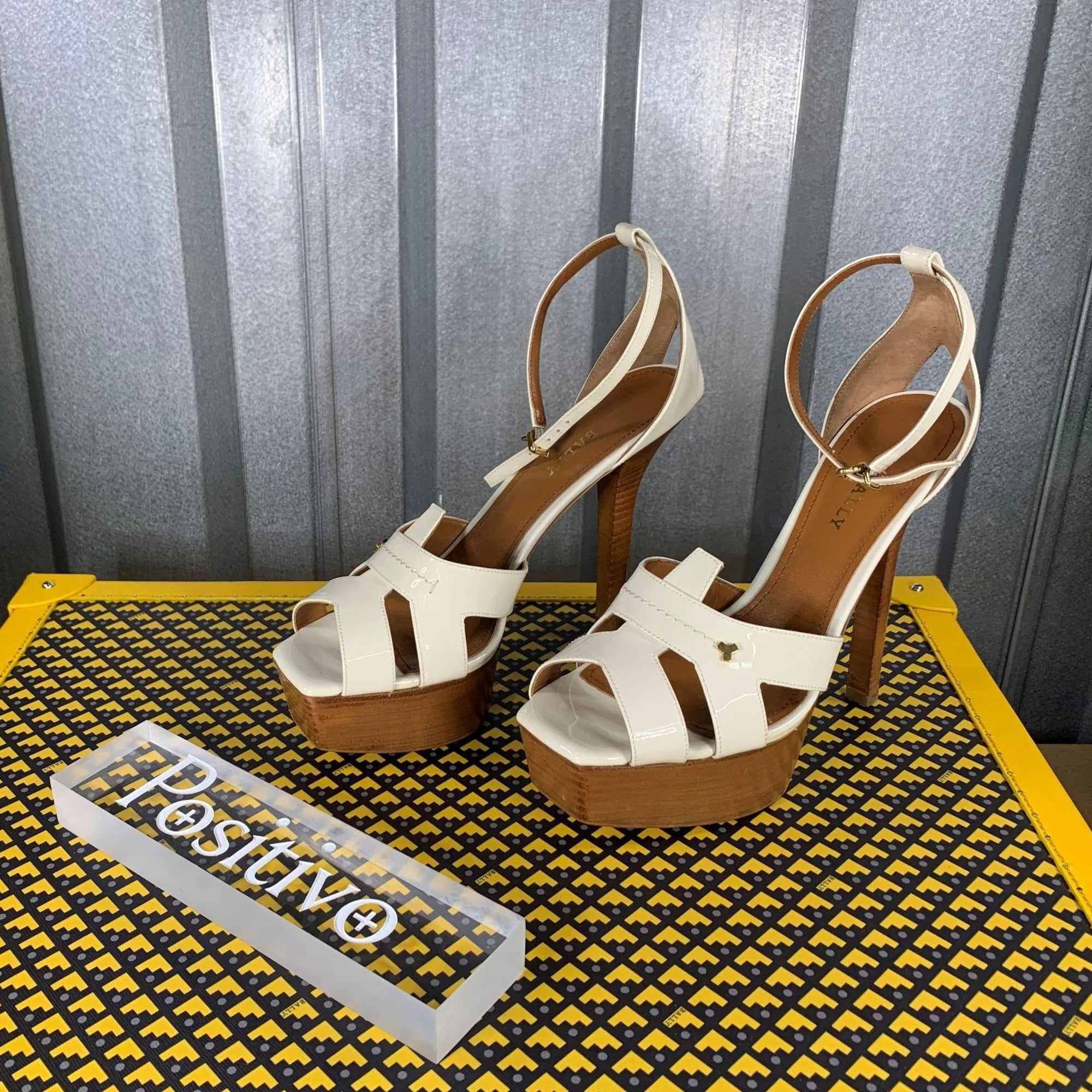 Bally Sabienne White Leather Platform Sandals