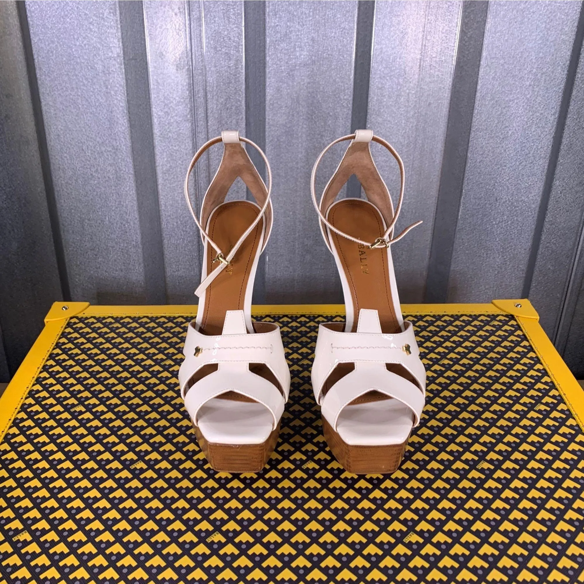 Bally Sabienne White Leather Platform Sandals