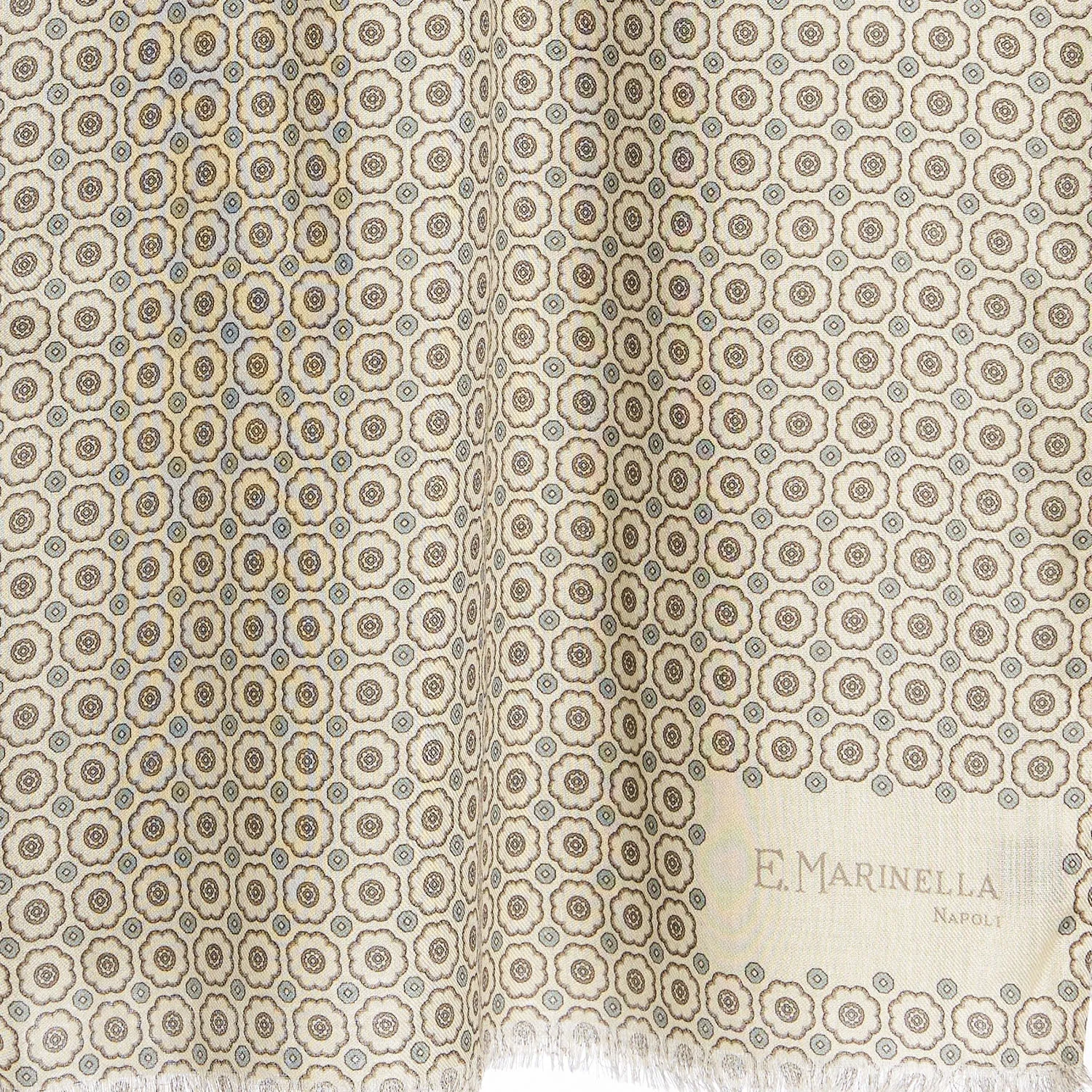 BEIGE DOUBLE PATTERNED WOOL AND SILK SCARF