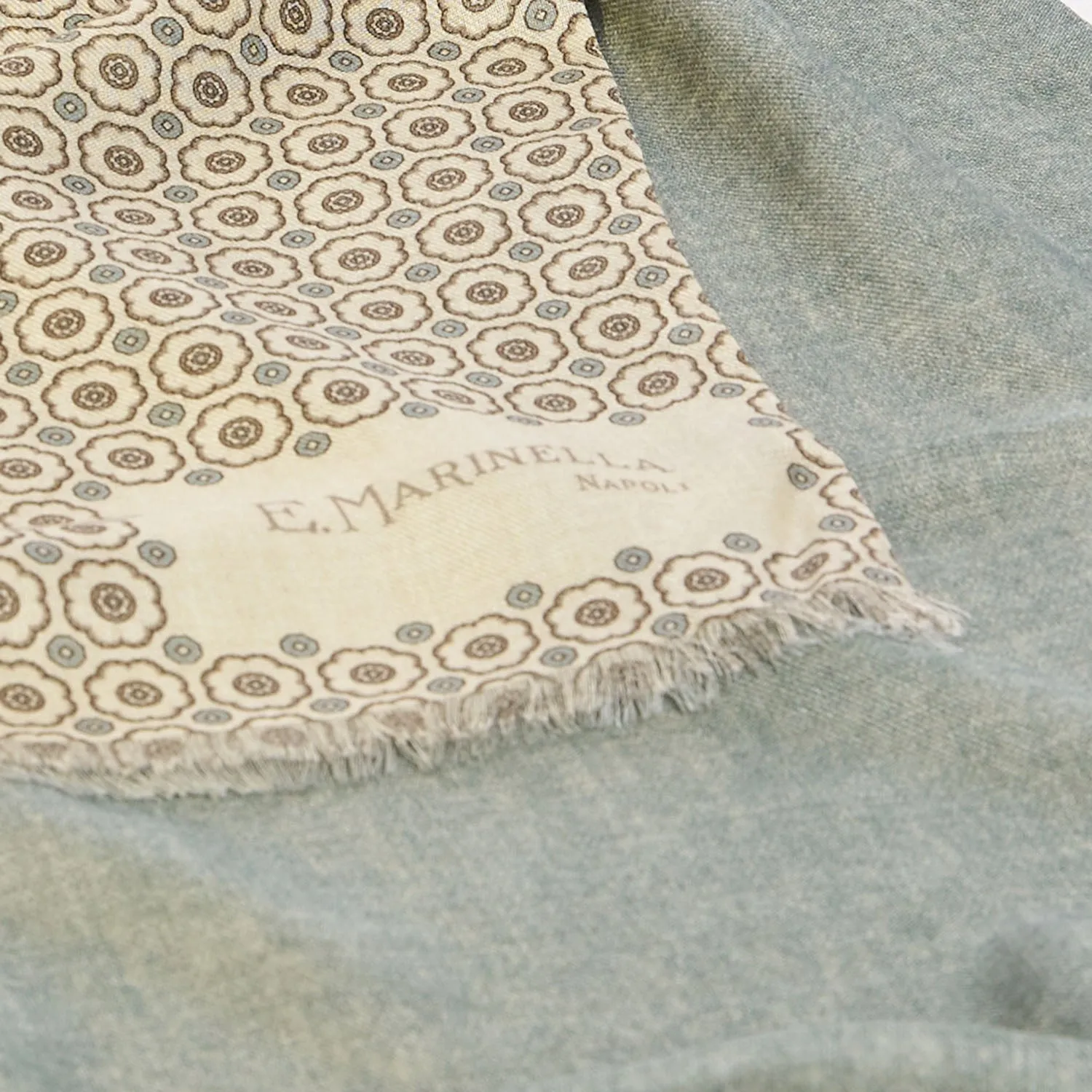BEIGE DOUBLE PATTERNED WOOL AND SILK SCARF