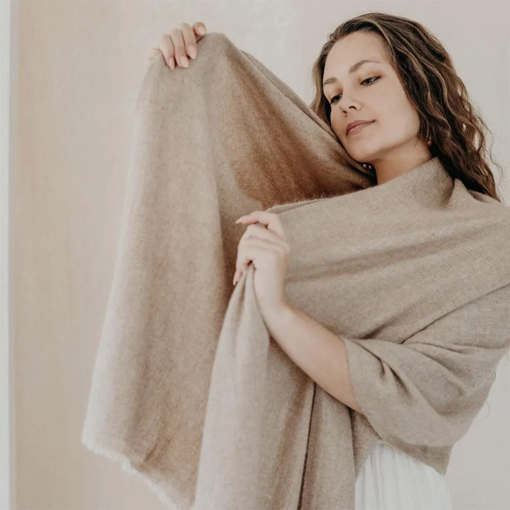 Beige Handloom Cashmere Scarf by SLATE   SALT