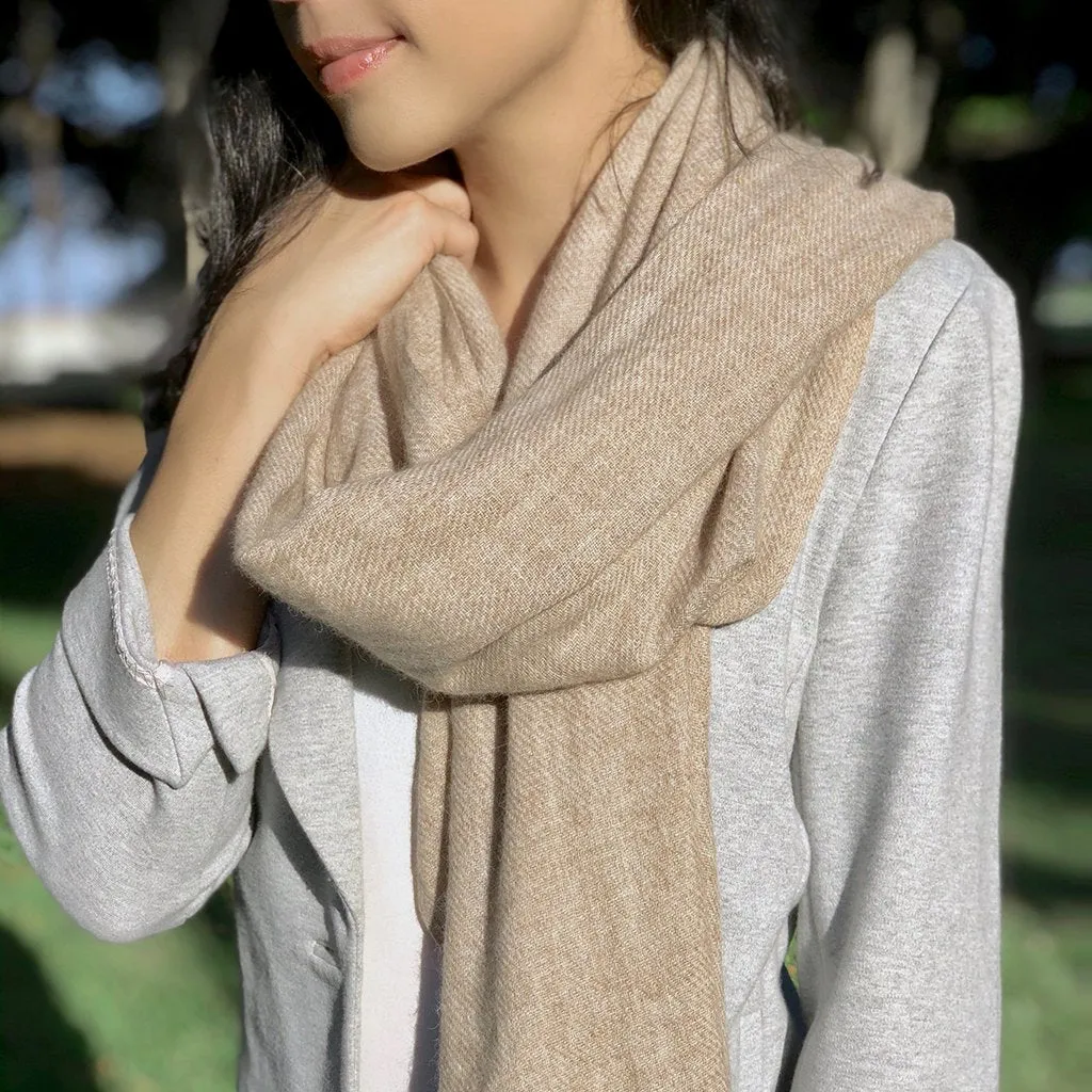 Beige Handloom Cashmere Scarf by SLATE   SALT