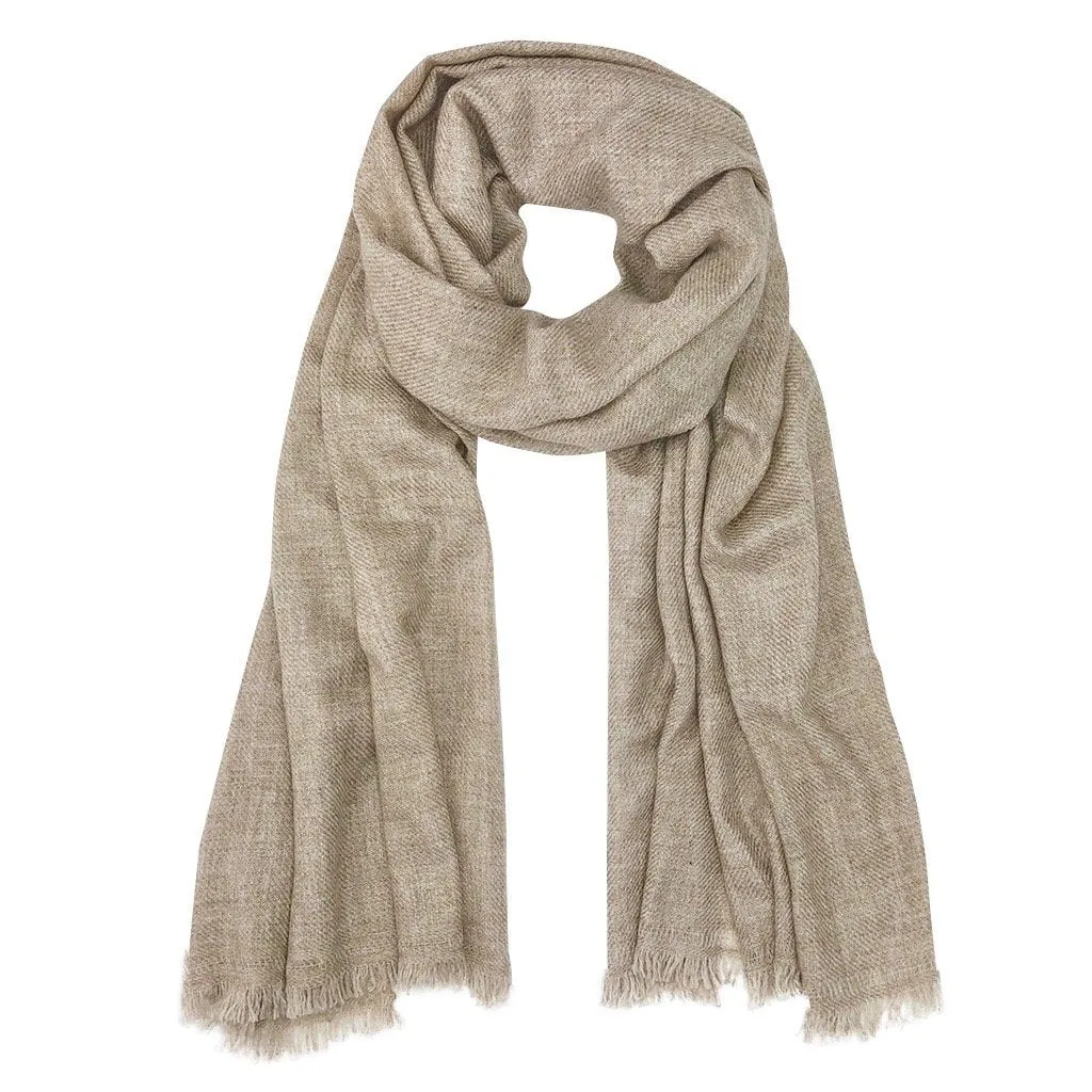 Beige Handloom Cashmere Scarf by SLATE   SALT