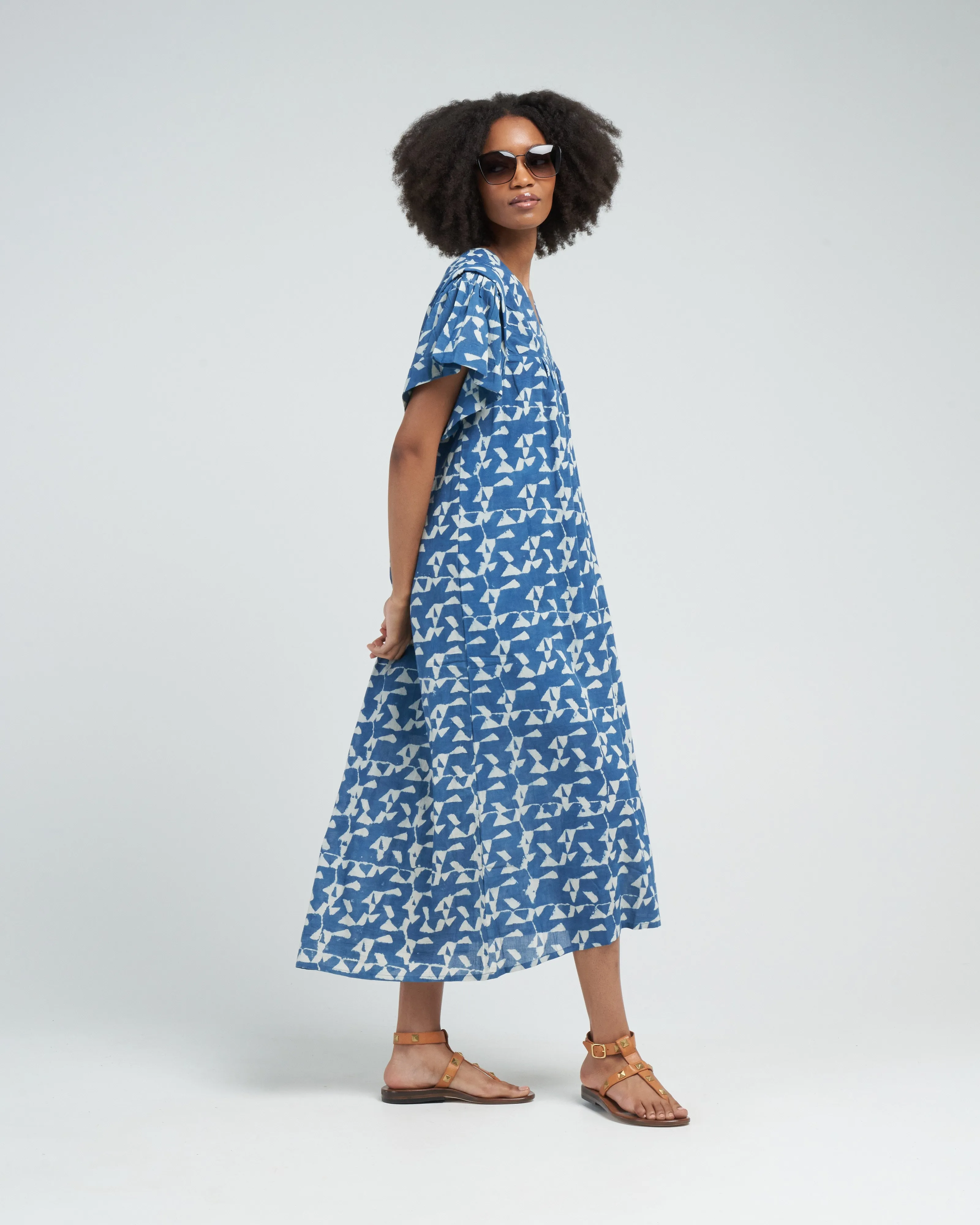 belem caftan in indigo glass - blue
