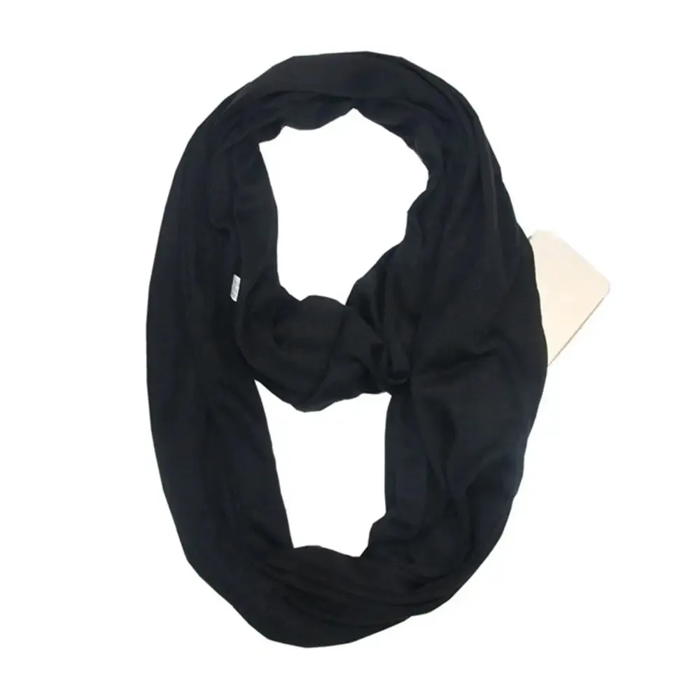 Bib Men Women Shawl Wraps Neck Warmer Circle Loop Scarves Hidden Zip Pocket Infinity Scarf Scarves