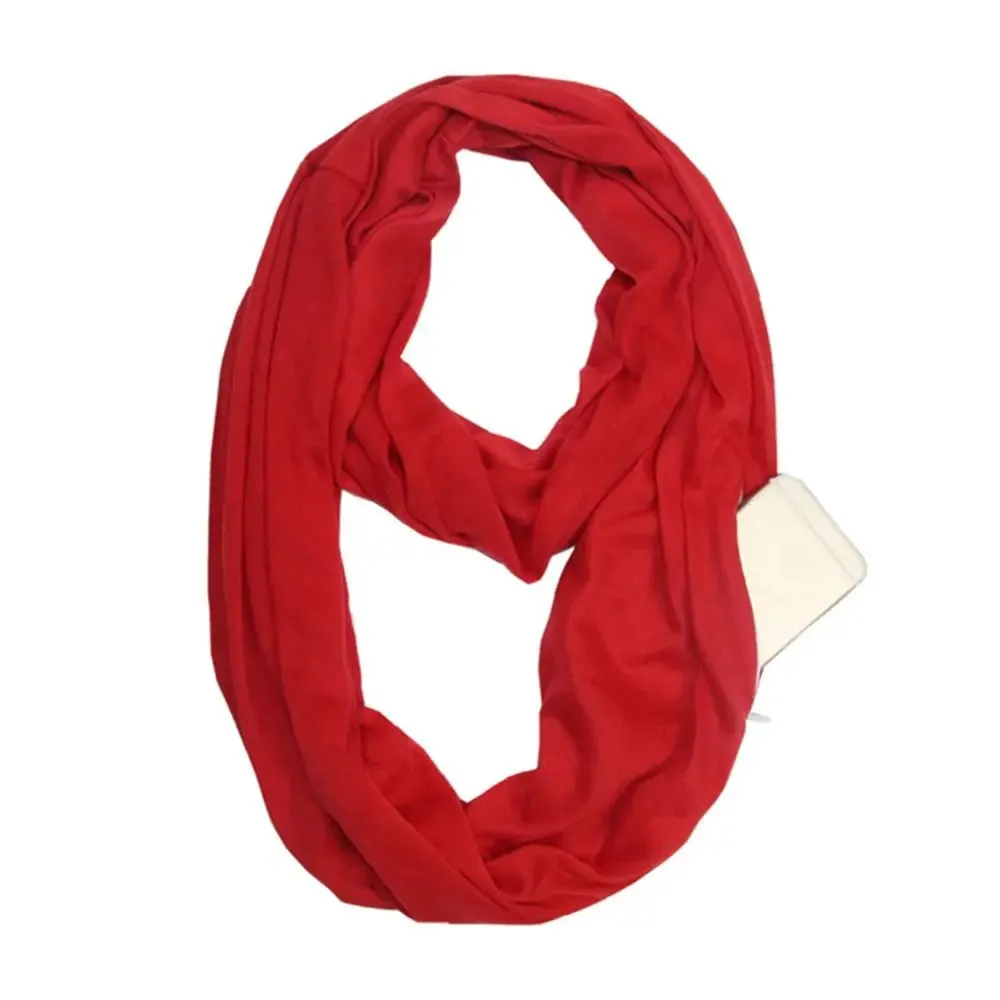 Bib Men Women Shawl Wraps Neck Warmer Circle Loop Scarves Hidden Zip Pocket Infinity Scarf Scarves