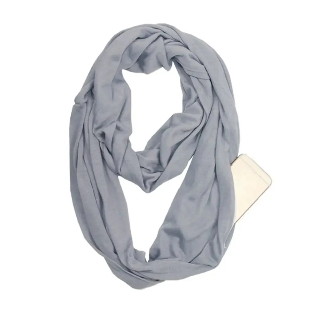 Bib Men Women Shawl Wraps Neck Warmer Circle Loop Scarves Hidden Zip Pocket Infinity Scarf Scarves