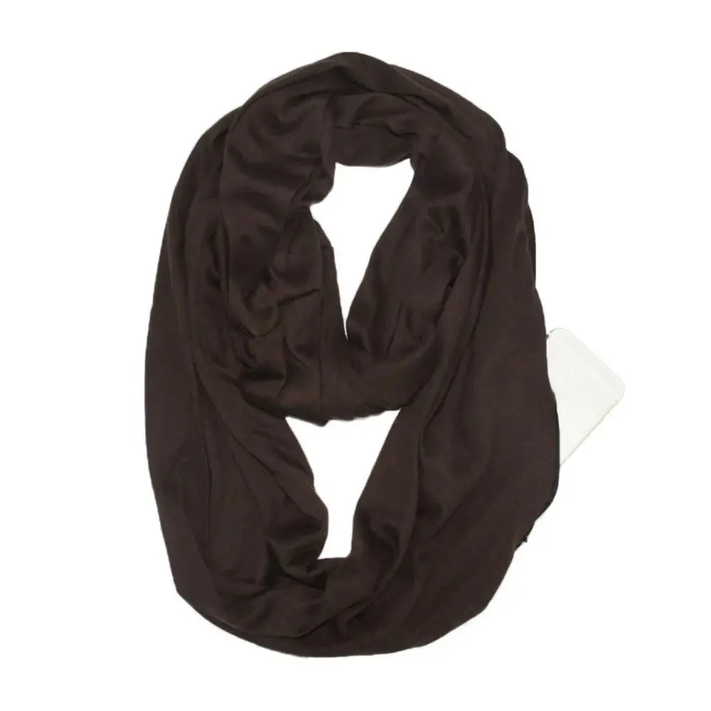 Bib Men Women Shawl Wraps Neck Warmer Circle Loop Scarves Hidden Zip Pocket Infinity Scarf Scarves