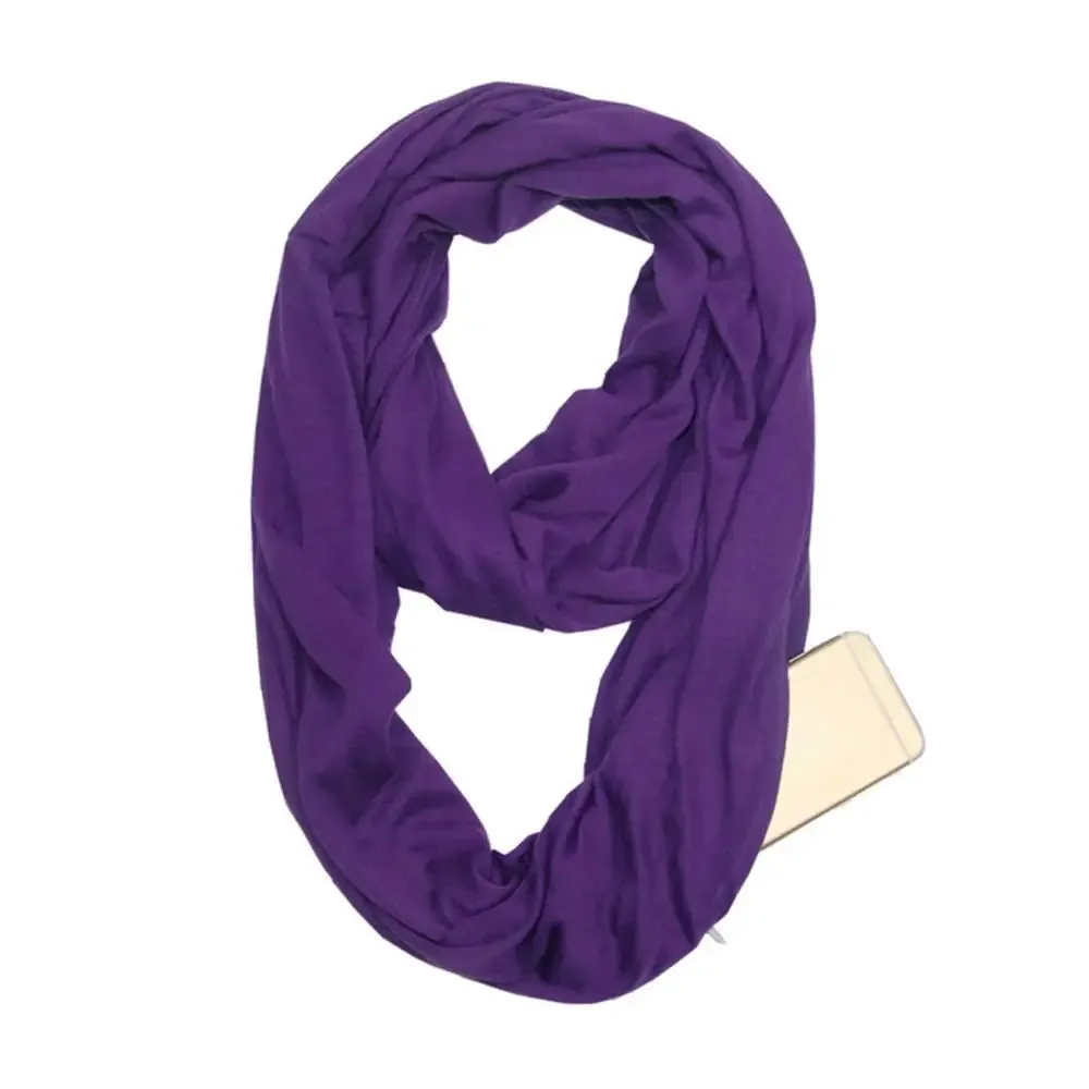 Bib Men Women Shawl Wraps Neck Warmer Circle Loop Scarves Hidden Zip Pocket Infinity Scarf Scarves