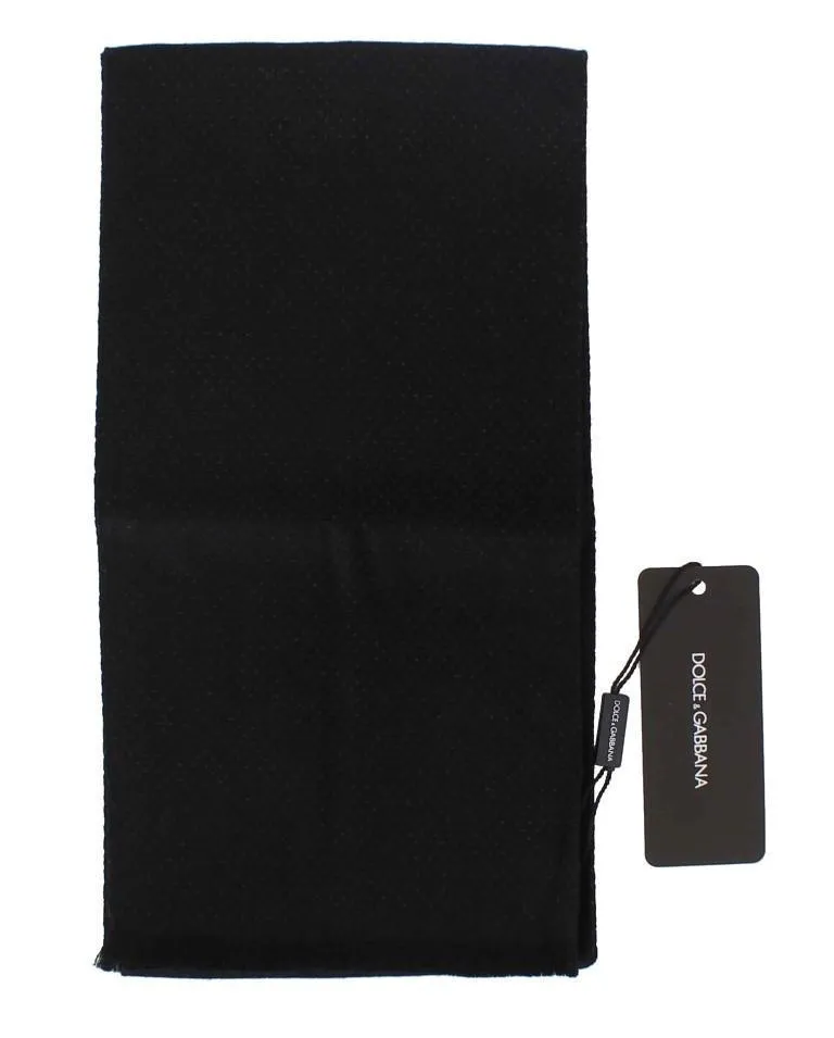 Black Brown Polka Dotted Wool Scarf