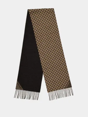 Black Brown Symbole Wool Cashmere Scarf