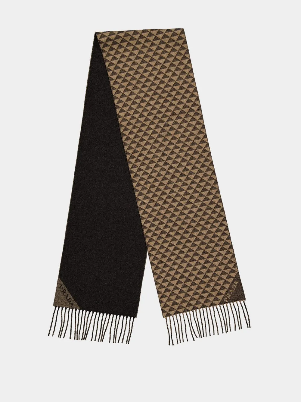 Black Brown Symbole Wool Cashmere Scarf