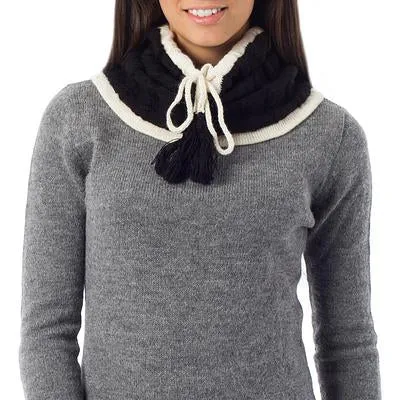 'Black Flirtation' Alpaca Knit Neck Warmer