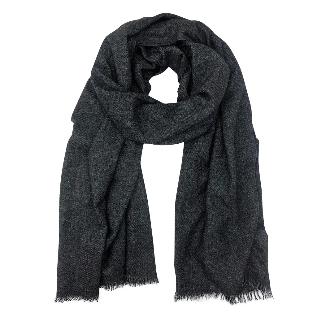 Black Handloom  Cashmere Scarf by SLATE   SALT