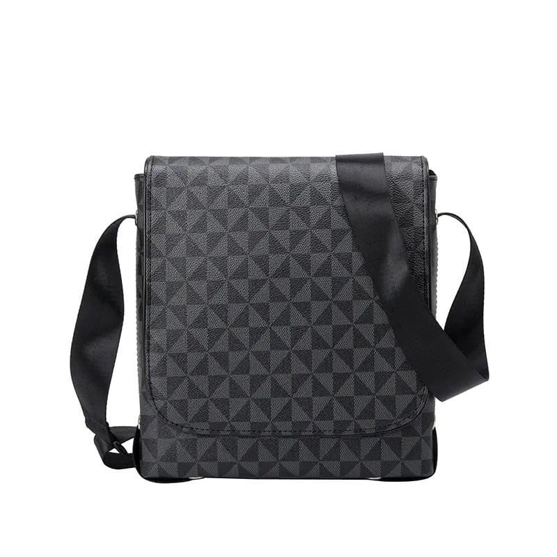 Black Man Messenger Bags Classic Leather Men Bags Shoulder Crossbody Business Briefcase Sling Printed Male Bag