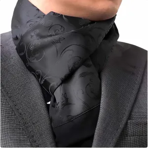 Black Paisley Mens Silk Scarf - Designer neck scarf for winters