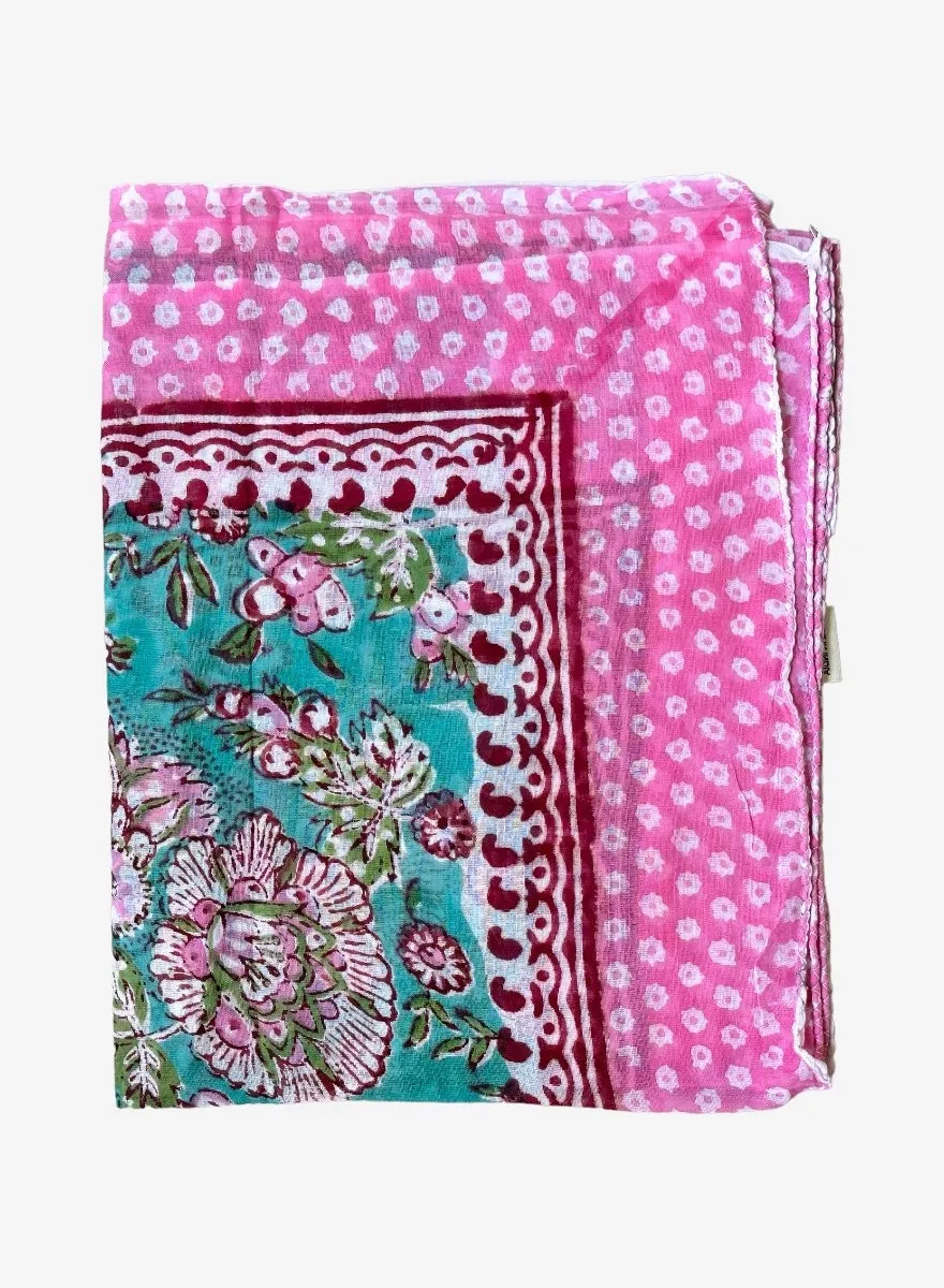 Block Print Pareo | Pink Floral Bliss
