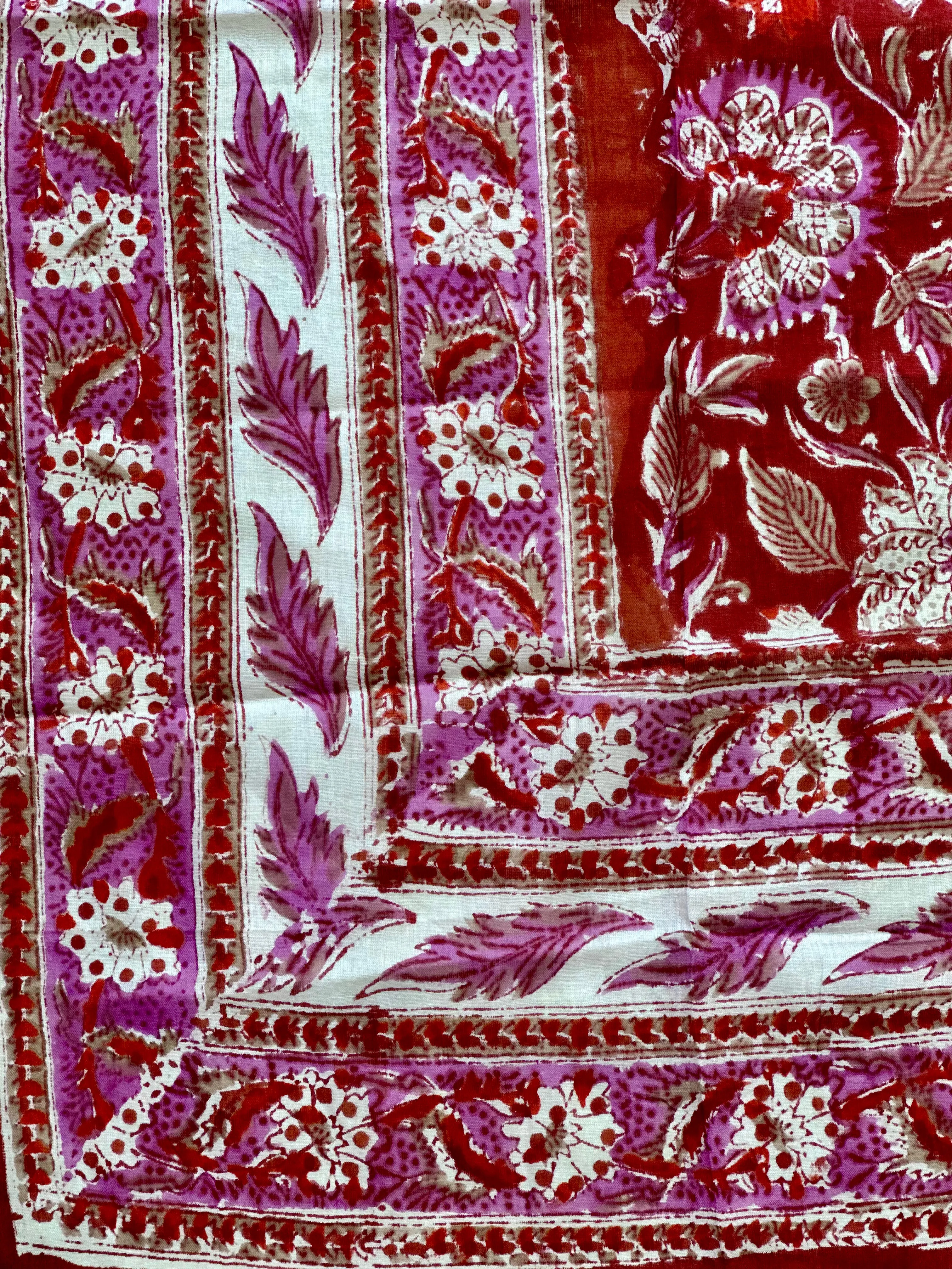 Block Print Pareo | Ruby Red Floral
