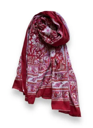 Block Print Pareo | Ruby Red Floral