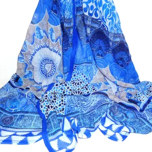 Blue Mandala Cupro Scarf