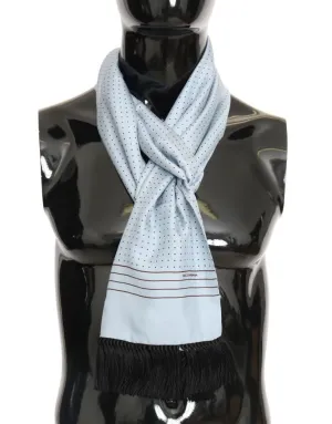Blue Silk Fringes Scarf