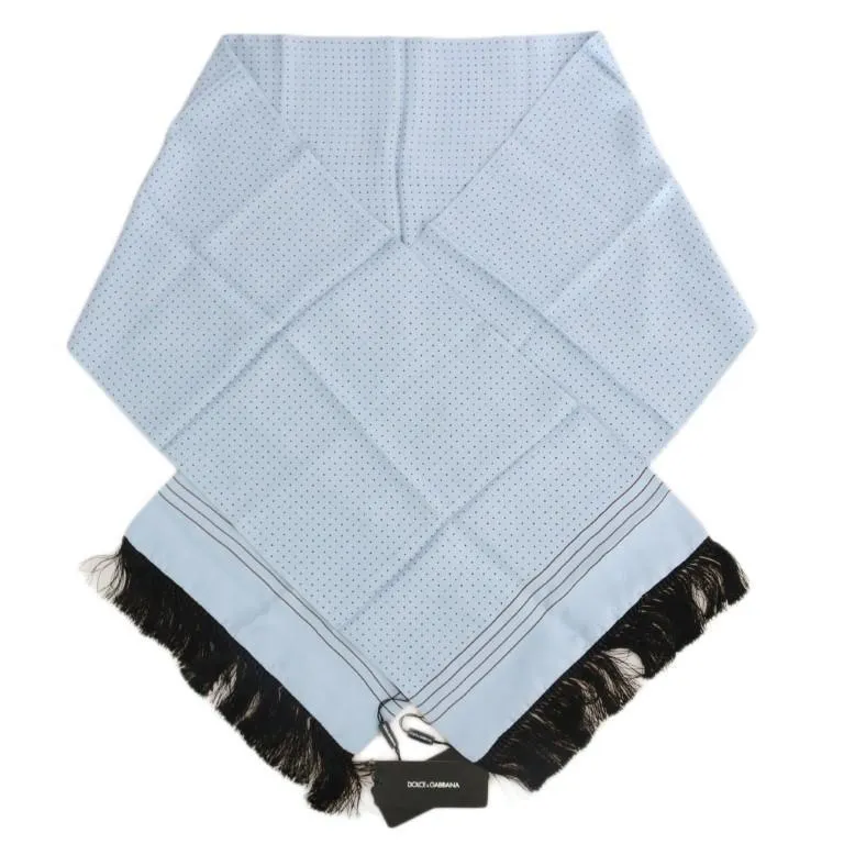Blue Silk Fringes Scarf