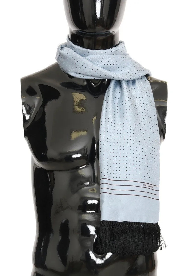Blue Silk Fringes Scarf