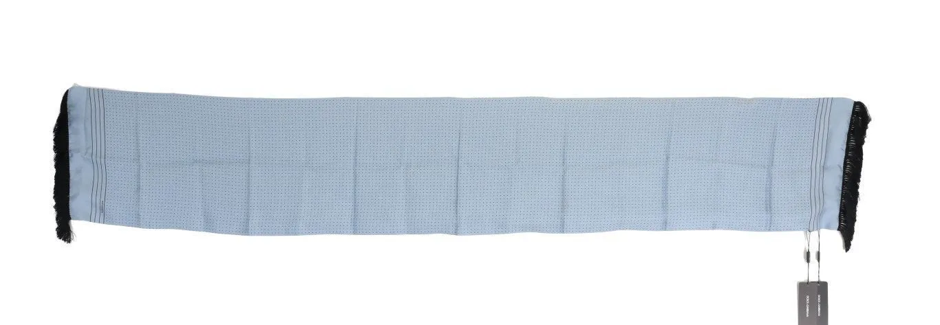 Blue Silk Fringes Scarf